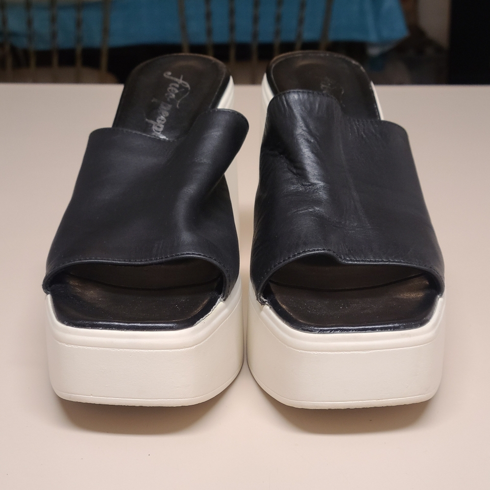 Free People Zoe Leather Platform chunky mule sandals size 41 - Picture 2 of 13